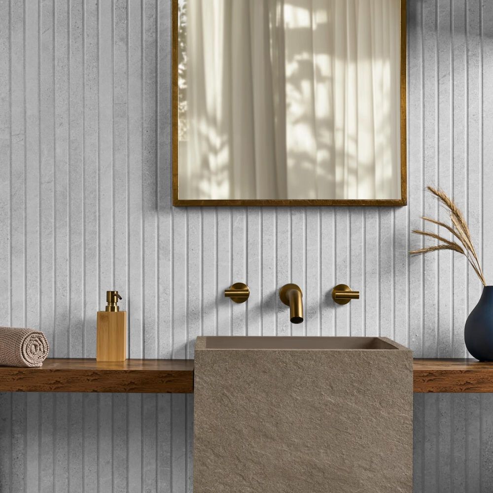 Soho Studio Leno Ribbon Ice Light Gray 24" x 48" Matte Porcelain Tile, , large