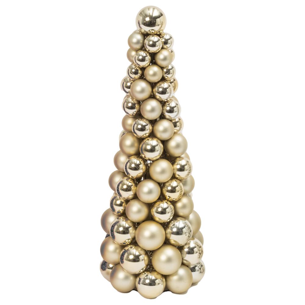 The Gerson Company 18" Ornament Cone Tree in Gold, , large