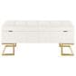 Lumisource Midas Storage Bench with White Velvet Cushion in Gold, , large