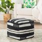 LR Home 18" Square Striped Pouf in Black and White, , large