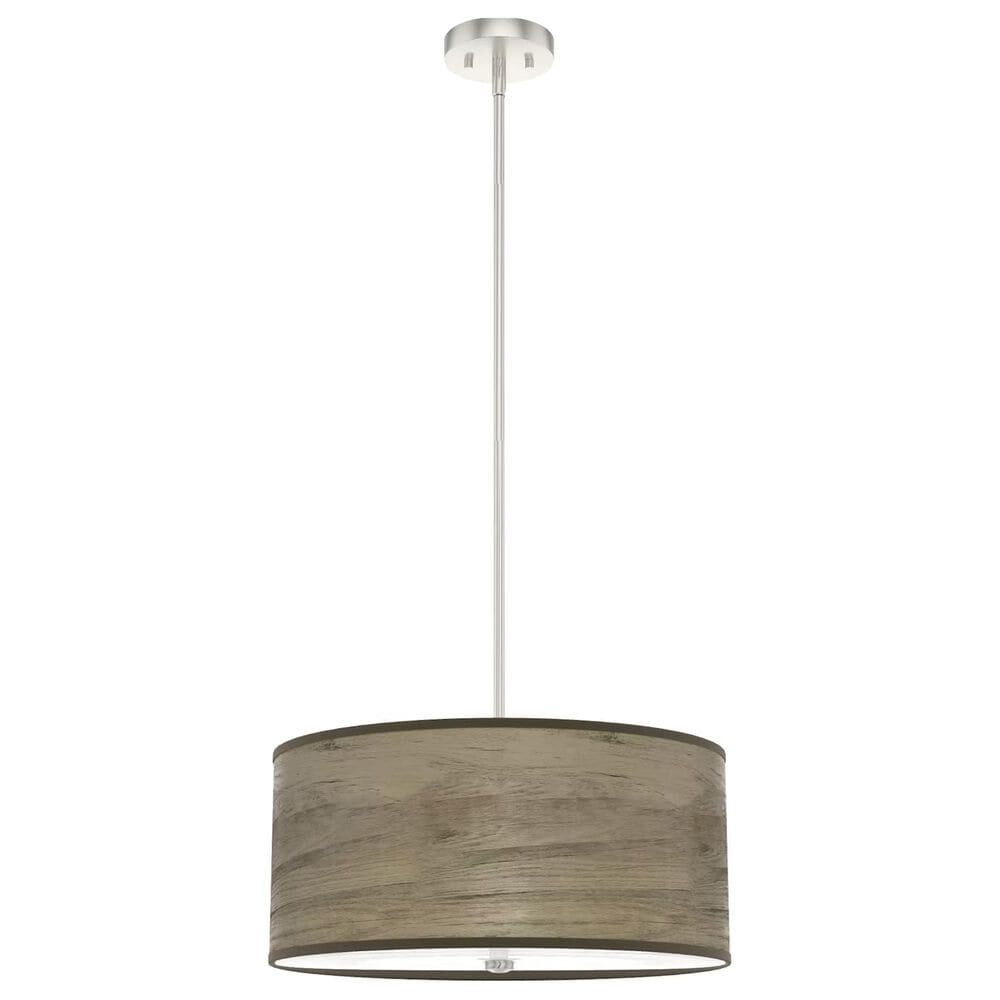 Hunter Solhaven 3-Light Mini Pendant with Warm Grey Oak Shade in Brushed Nickel, , large