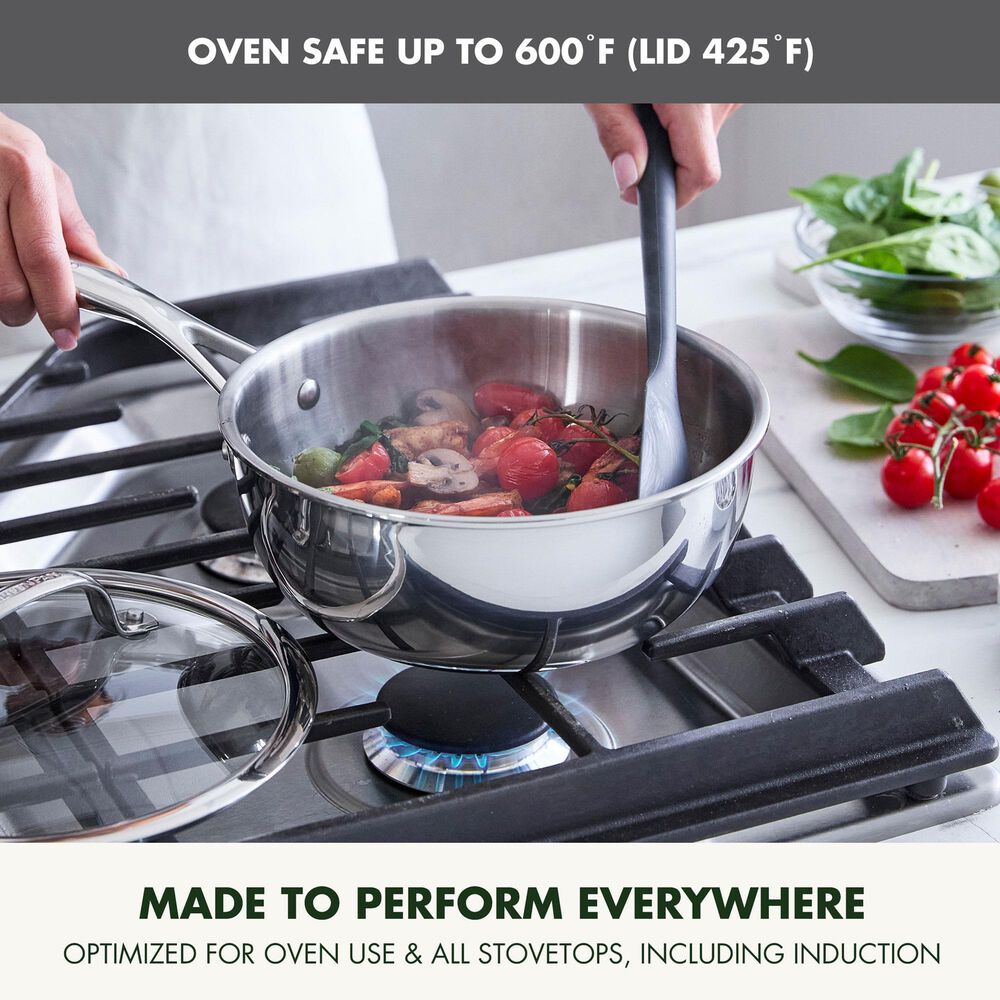 Green Pan Valencia Pro 2.5-Quart Uncoated Chef's Pan with Lid in Stainless Steel, , large