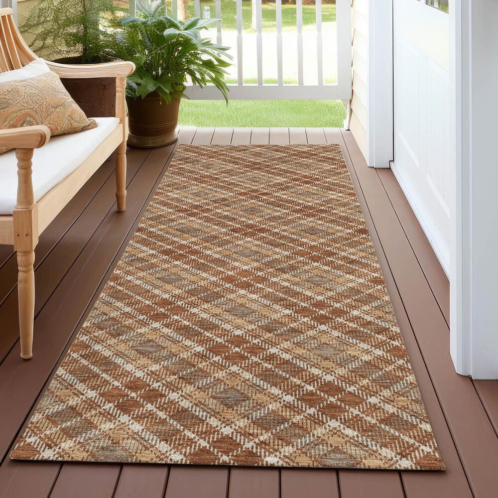 Dalyn Rug Company Soft Essentials Plaid Paprika 2'3" x 7'6" Indoor/Outdoor Runner, , large