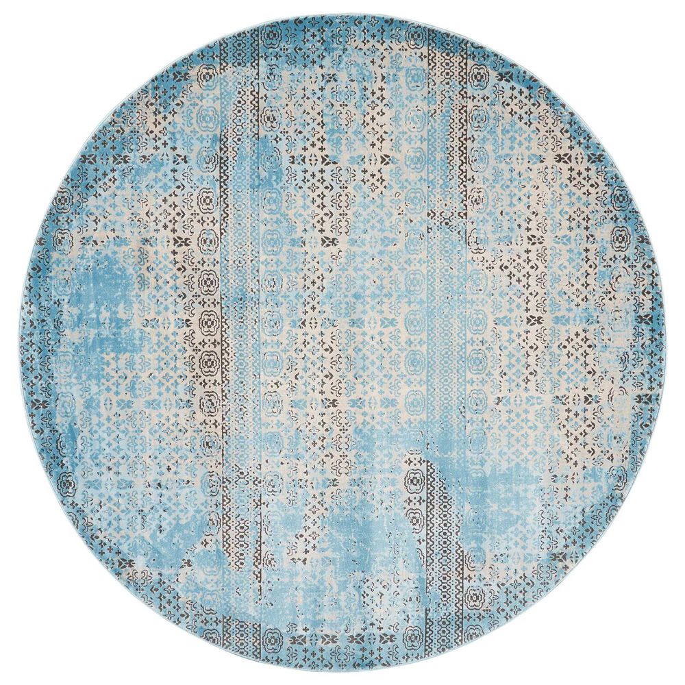 Nourison Karma 7"10" Round Blue Area Rug, , large