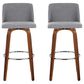 LumiSource Toriano Swivel Bar Stool with Grey Fabric Upholstery in Walnut and Chrome (Set of 2), , large