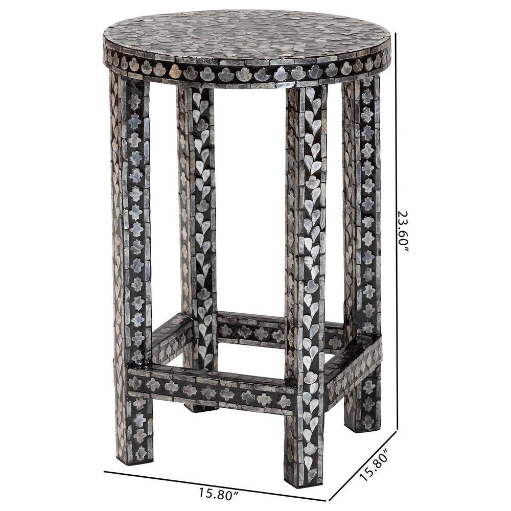Baxton Studio Elara End Table in Black and White, , large