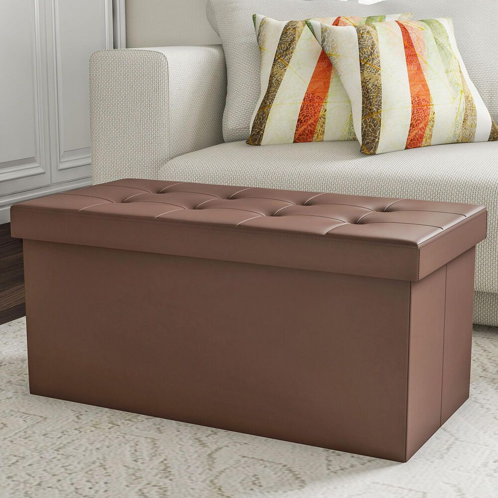 Timberlake Lavish Home 30" Folding Storage Bench in Chocolate Brown, , large