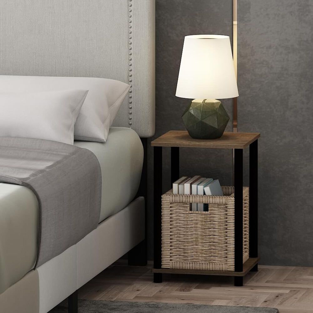 HOMLUX 2-Tier Turn-N-Tube End Table in Walnut and Brown, , large