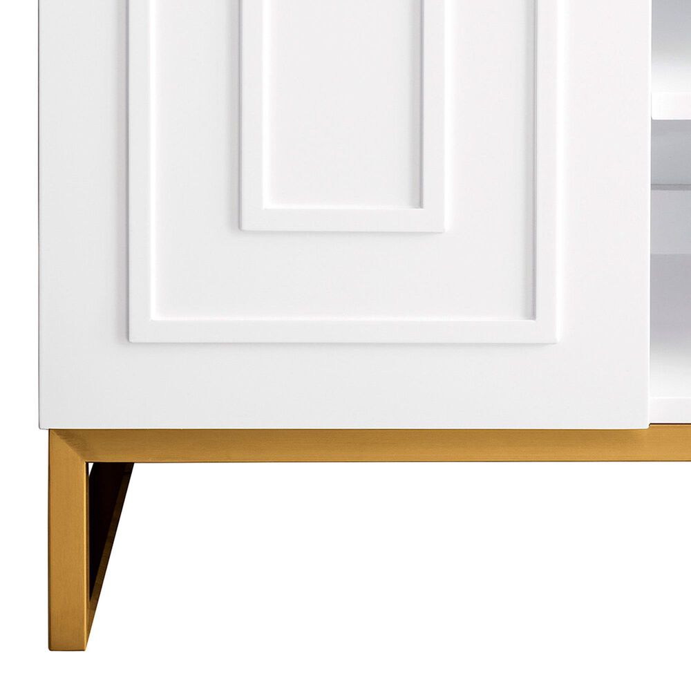 James Martin Vanities Alicante 24&quot; Single Bathroom Vanity in Glossy White and Radiant Gold with 5 cm White Glossy Resin Top and Rectangular Sink, , large