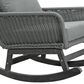 Hearth and Haven Minimalist Patio Rocking Chair with Cushions and Wood Frame in Gray, , large