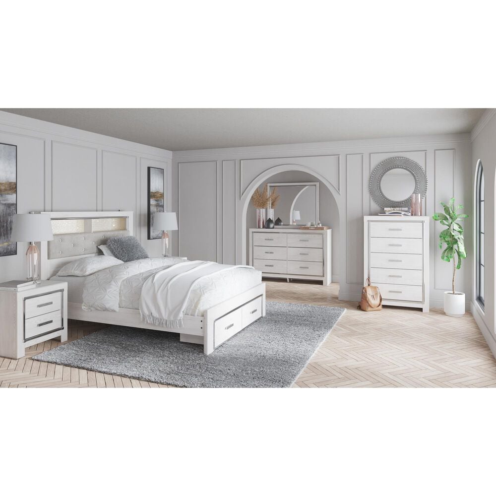 Ashley Altyra Queen Upholstered Bookcase Bed with Storage  in White, , large