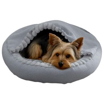 Hallmart Collectibles Hooded Round Cuddler Small Pet Bed in Gray, , large