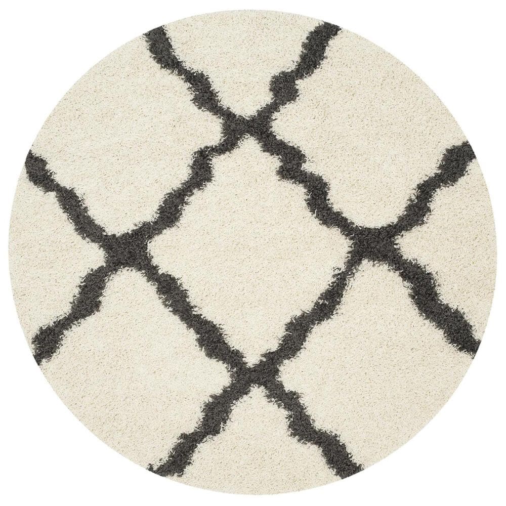 Safavieh Dallas Shag SGD257H-6R 6" x 6" Ivory/Dark Grey Round Rug, , large