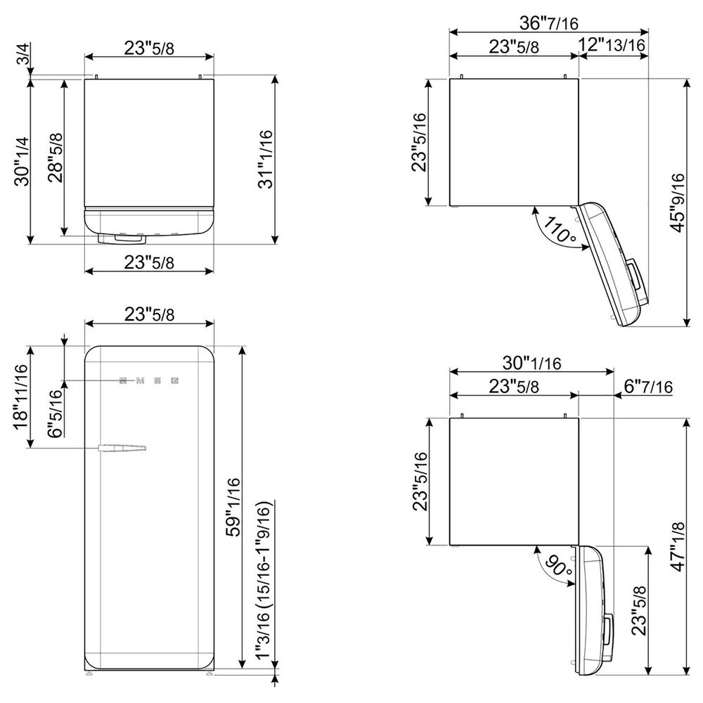 SMEG 9.92 Cu. Ft. Freestanding Compact Refrigerator with Right Handle in Cream, , large