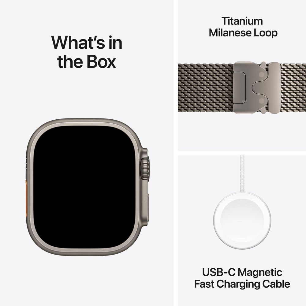 Apple Watch Ultra 4 (GPS + Cellular) 49mm Natural Titanium Case with Natural Titanium Milanese Loop - L, , large