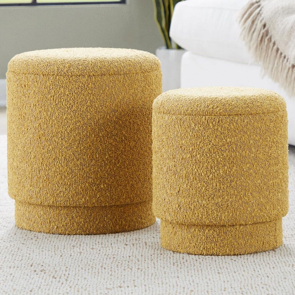 Lumisource Marla 2-Piece Upholstered Ottoman Set in Yellow, , large