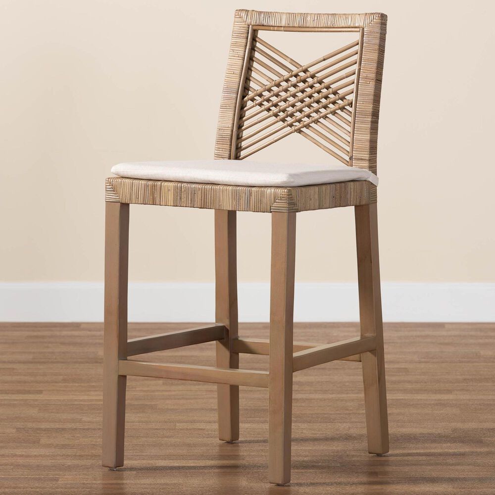 Baxton Studio Poltak Counter Stool in Grey Natural, , large