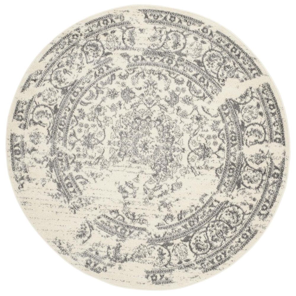 Safavieh Adirondack ADR101B-4R 4&#39; x 4&#39;  Ivory/Silver Round Rug, , large