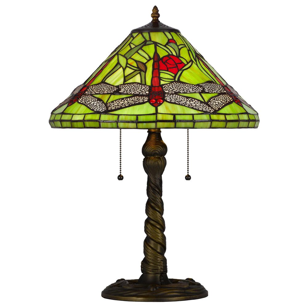 Cal Lighting 24" Tiffany Table Lamp in Antique Brass, , large