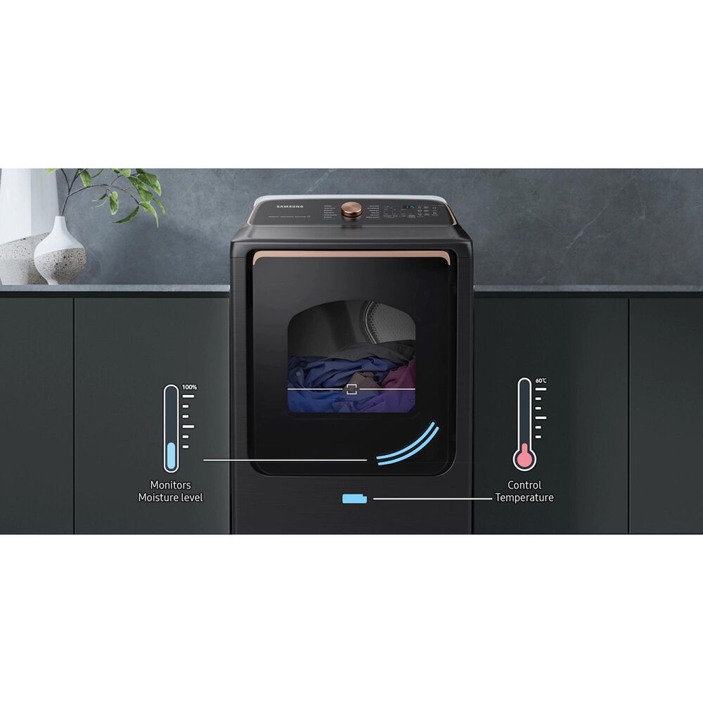 Samsung 5.5 Cu. Ft. Smart Top Load Impeller Washer and 7.4 Cu. Ft. Electric Dryer in Brushed Black, , large
