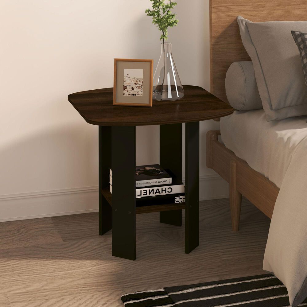 HOMLUX 1-Shelf End Table in Columbia Walnut and Black, , large