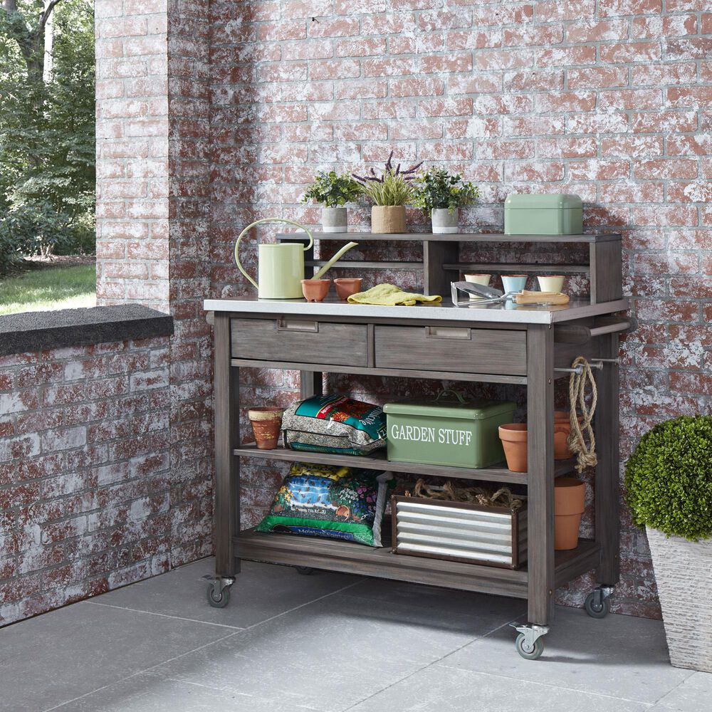 Homestyles Maho Potting Bench in Gray, , large