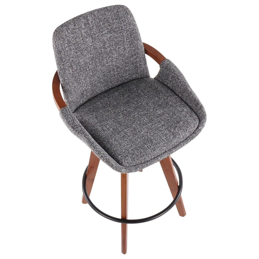 Lumisource Cosmo Swivel Counter Stool with Grey Noise Cushion in Walnut and Black, , large