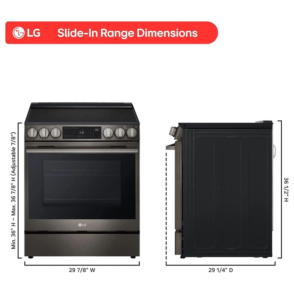 LG 2-Piece Kitchen Package with 6.3 Cu. Ft. Smart Slide-In Electric Range and 2.1 Cu. Ft. Smart Over-the-Range Microwave in Black Stainless Steel, , large
