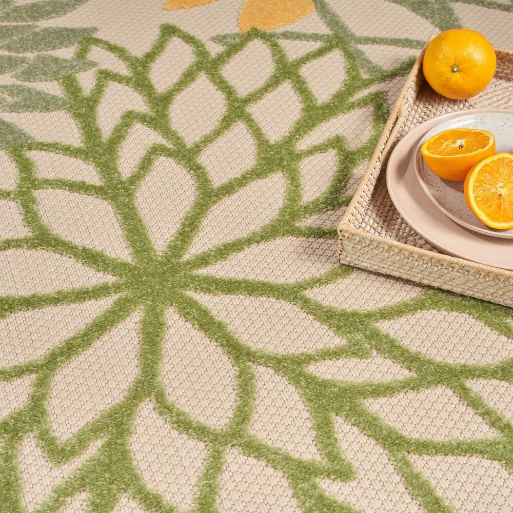Nourison Aloha Floral 6&#39; x 9&#39; Green and Multicolor Indoor/Outdoor Area Rug, , large