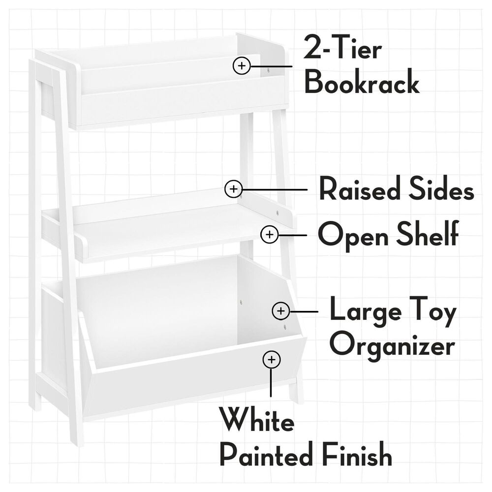 RiverRidge Home 3-Tier Kids Ladder Bookcase in White, , large
