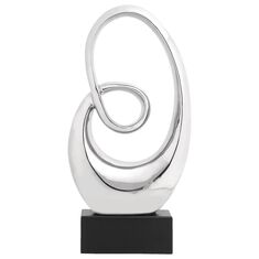 Maple and Jade 21in Abstract Sculpture in Silver and Black