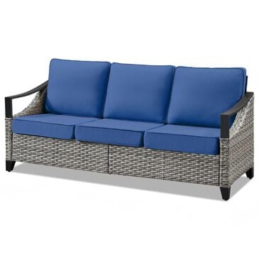 Sunwell Garden 32"H 3-Seater Outdoor Sofa with Curved Navy Cushions in Gray, , large