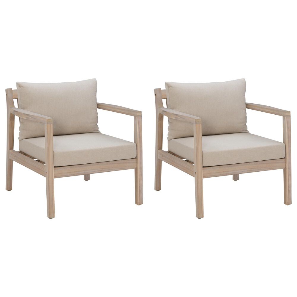 Linon Home Decor Teagon Patio Arm Chair in Beige (Set of 2), , large