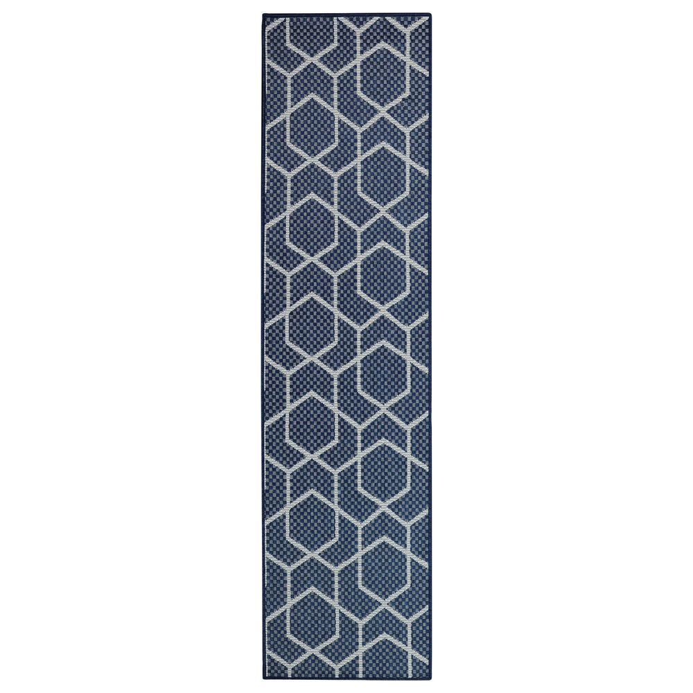 Nourison Horizon HOZ01 Navy 2" x 6" Indoor/Outdoor Runner, , large
