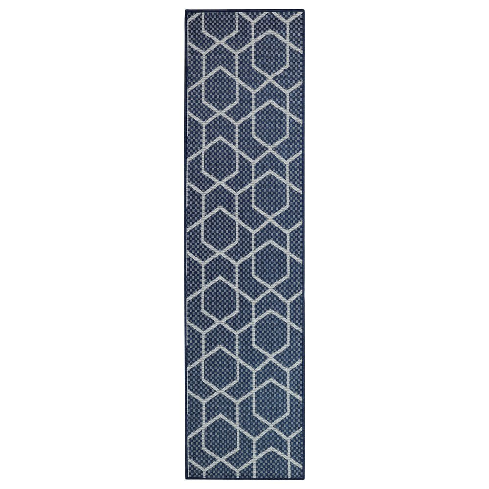 Nourison Horizon HOZ01 Navy 2" x 6" Indoor/Outdoor Runner, , large