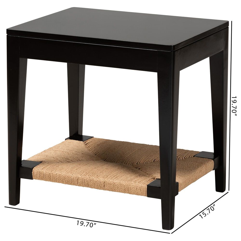 Baxton Studio Freya End Table in Black and Natural Brown, , large