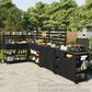 Hearth and Haven Outdoor Kitchen Island Cart with Extendable Stainless Steel Top and Adjustable Shelf in Black, , large