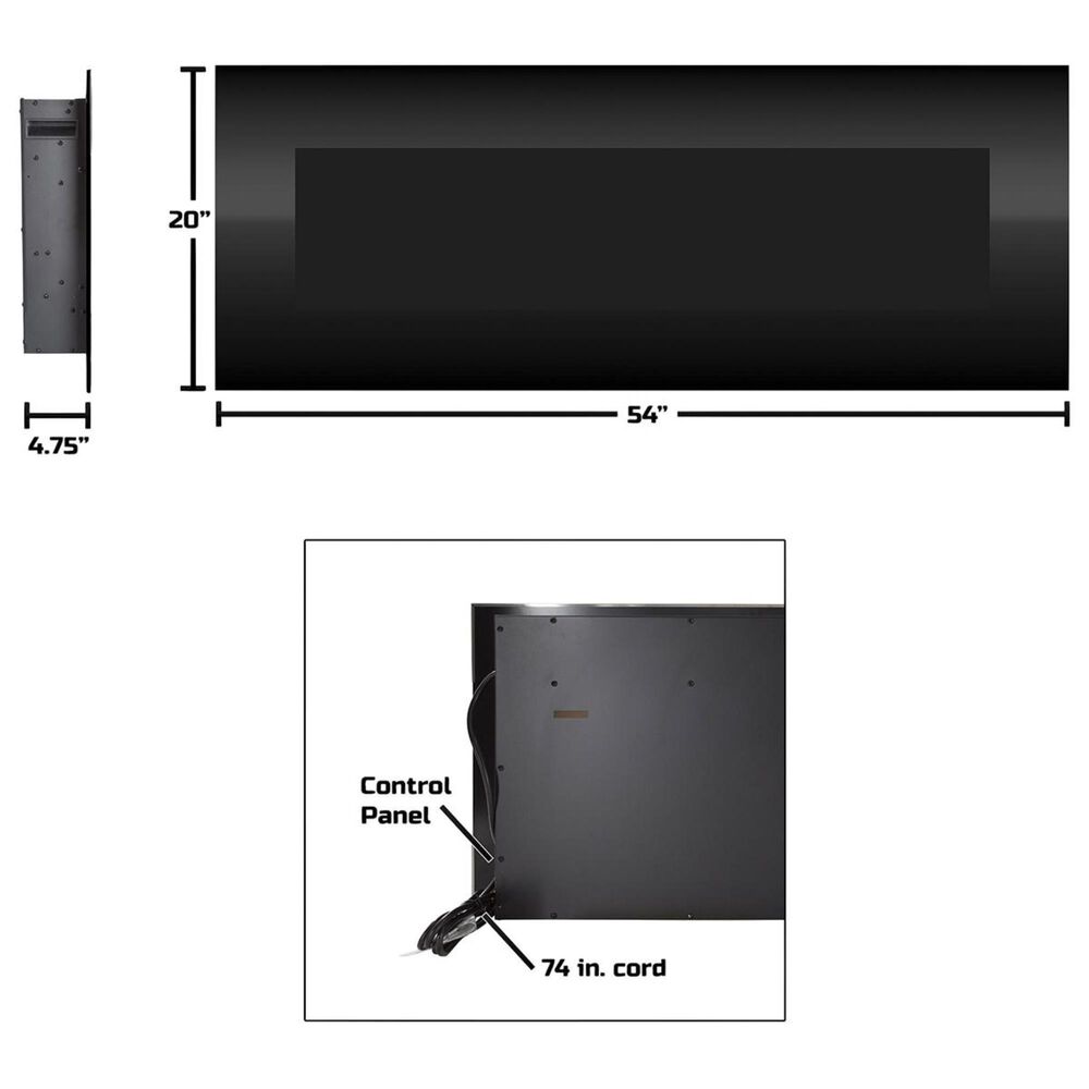 Timberlake Northwest 54&quot; NO HEAT Wall Mount Electric Fireplace in Black, , large