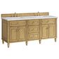 James Martin Vanities Lorelai 72" Double Vanity in Light Natural Oak with 3 cm Carrara White Marble Top, , large