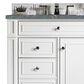 James Martin Vanities Bristol 36" Single Bathroom Vanity in Bright White with 3 cm Parisien Bleu Quartz Top and Rectangular Sink, , large