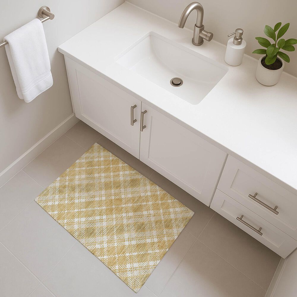 Dalyn Rug Company Soft Essentials Plaid Gold 1'8" x 2'6" Indoor/Outdoor Area Rug, , large