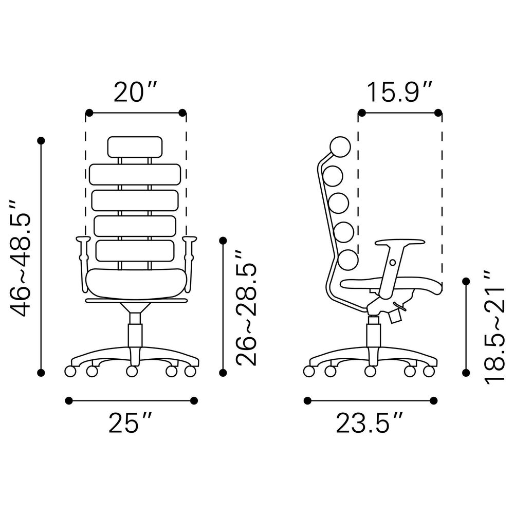 Zuo Modern Unico Office Chair in Black, , large