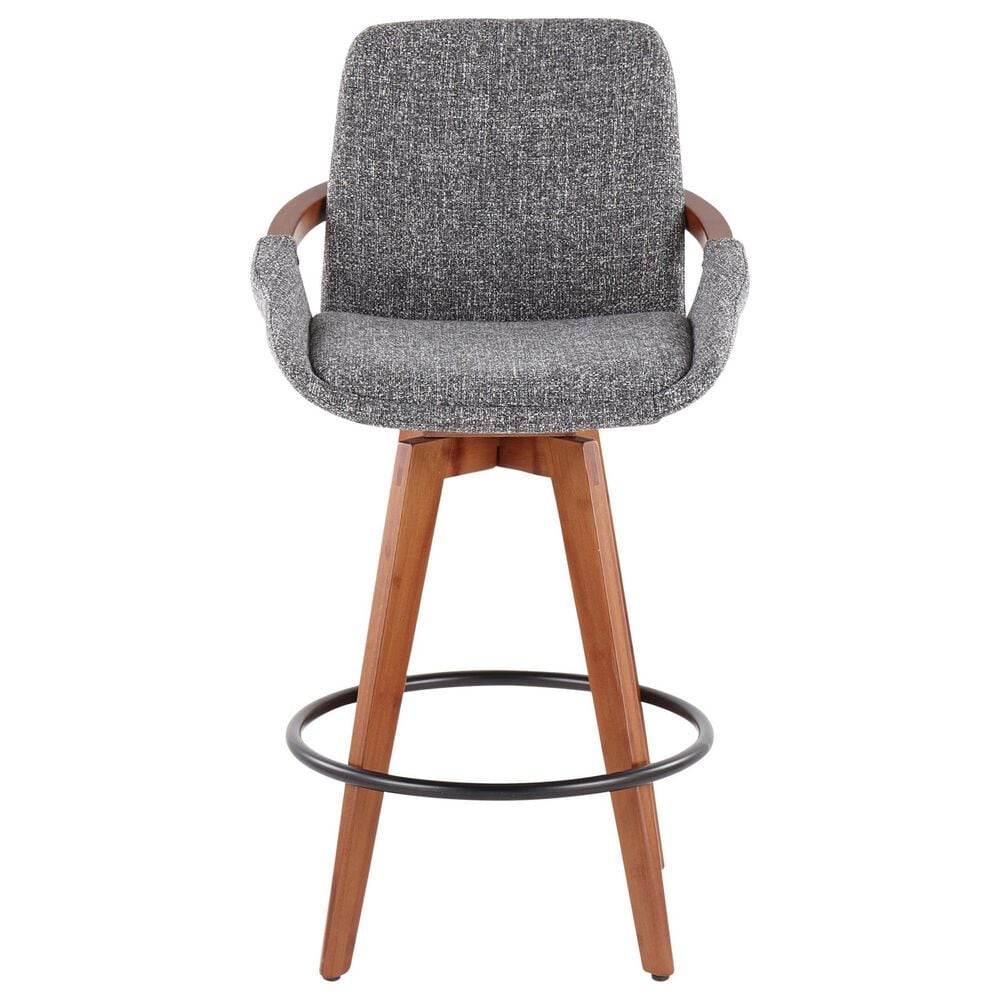 Lumisource Cosmo Swivel Counter Stool with Grey Noise Cushion in Walnut and Black, , large