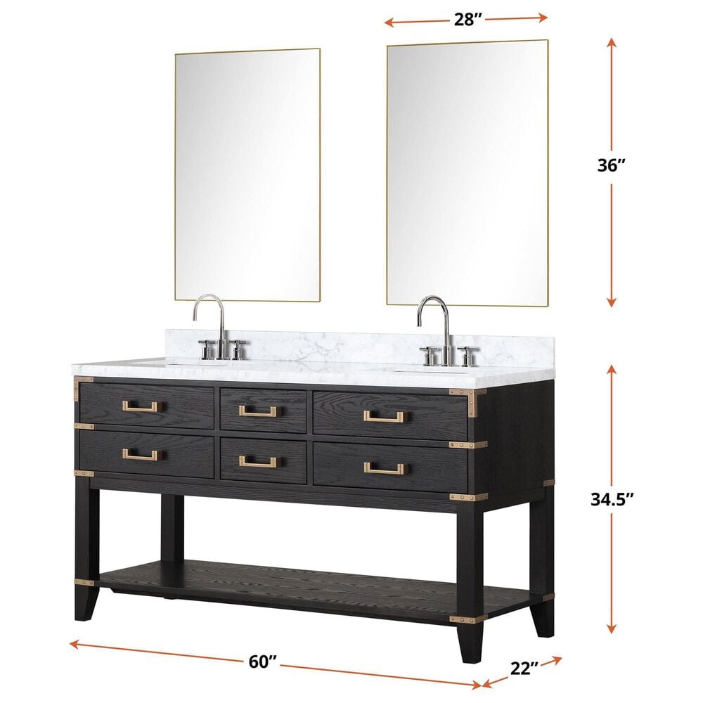 Lexora Home Norwalk 60&quot; Double Bathroom Vanity in White Oak with White Quartz Top and Rectangular Sinks, , large