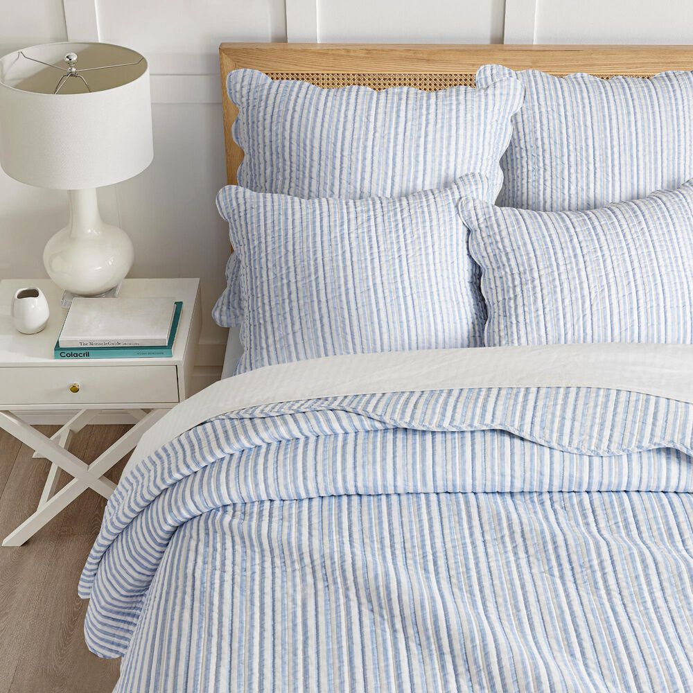Levtex Martha Stripe 3-Piece King Quilt Set in Blue and White, , large