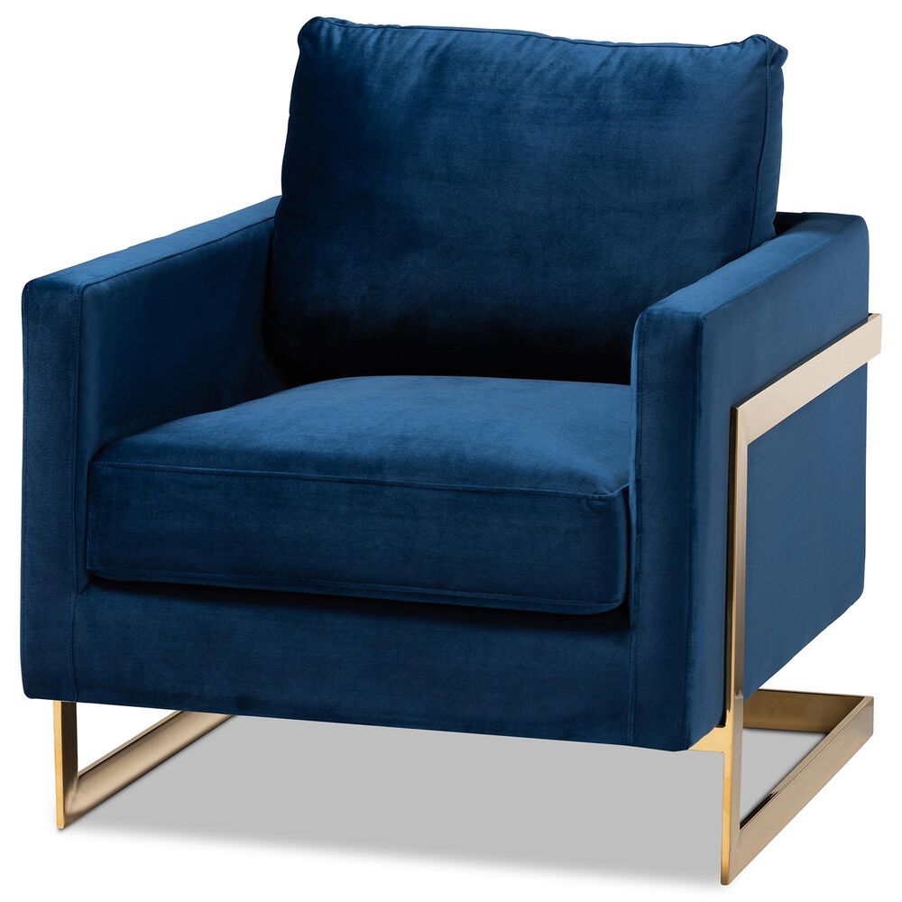Baxton Studio Matteo Arm Chair in Royal Blue, , large