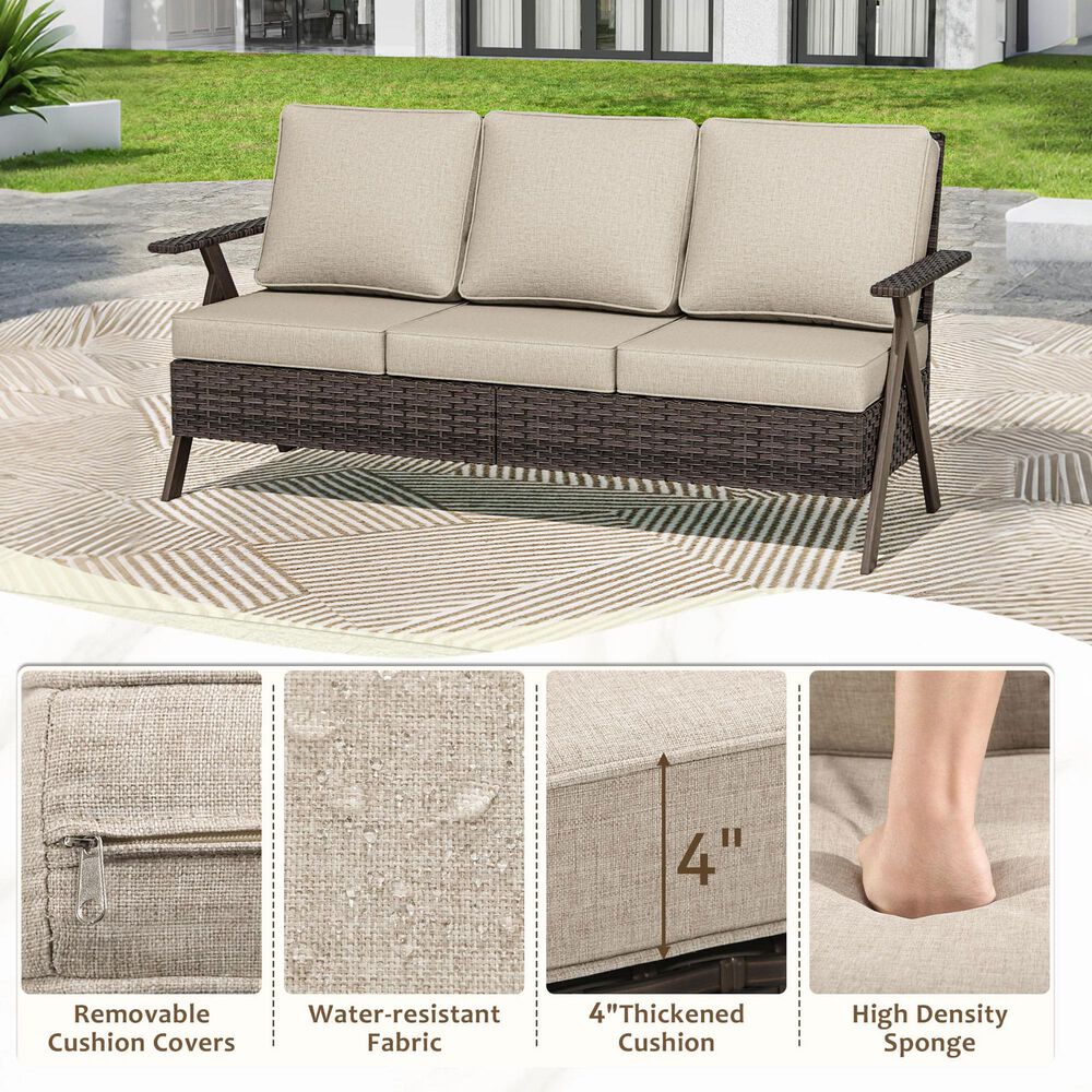 Sunwell Garden 3-Piece Patio Chat Set in Beige, , large