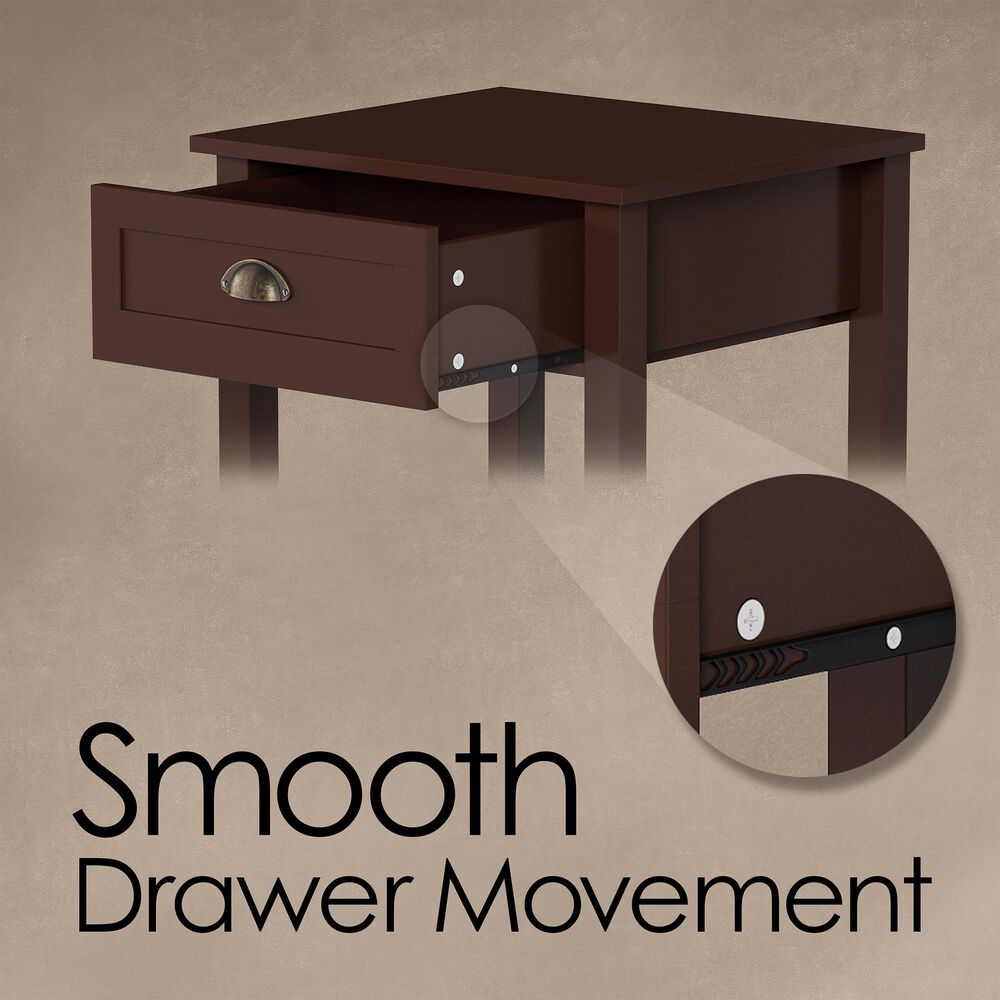 Timberlake Hastings Home 1-Drawer End Table in Dark Brown, , large