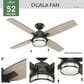 Hunter Ocala 52" Outdoor Ceiling Fan with LED Lights in Noble Bronze, , large