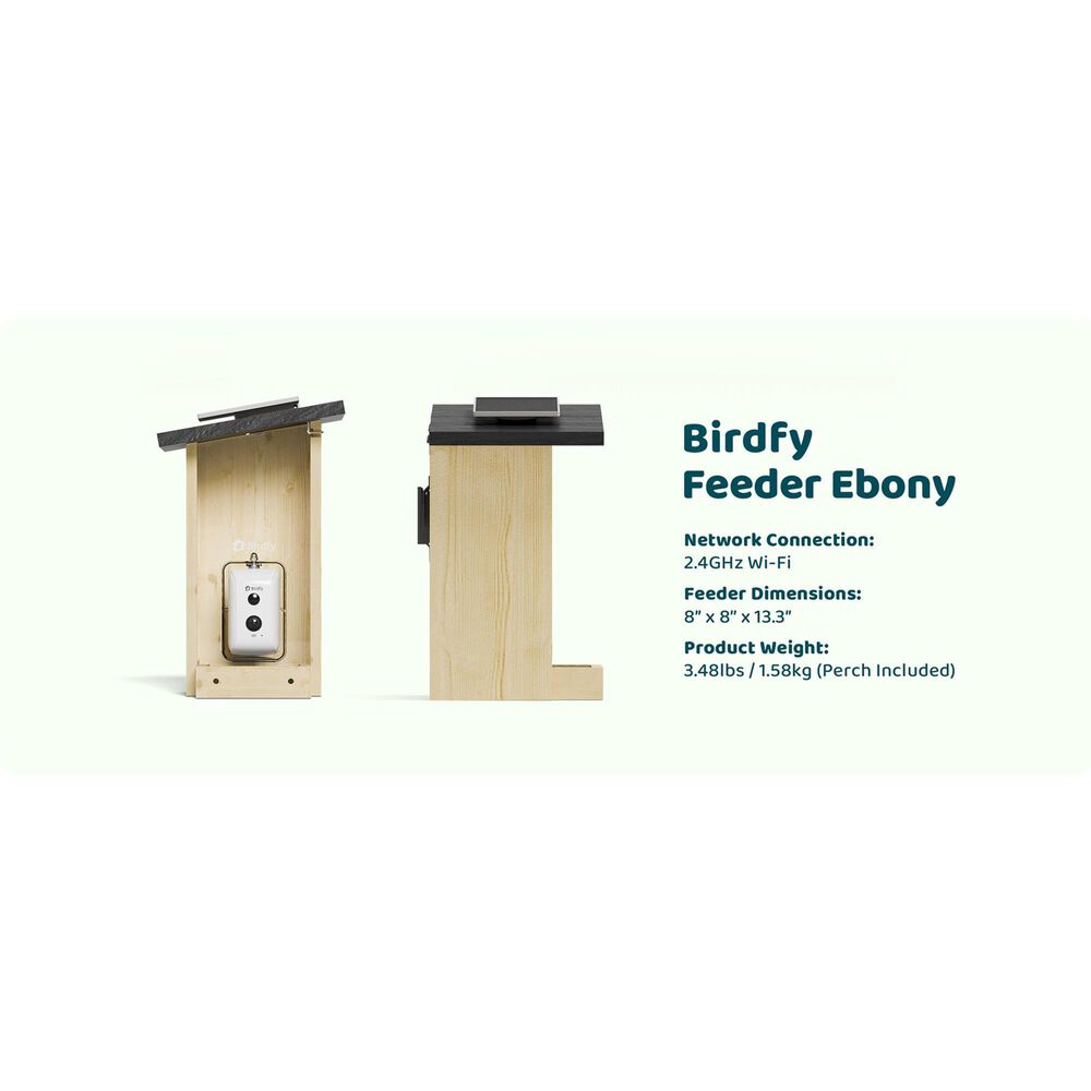 Birdfy Bird Feeder Ebony with Smart Camera and Solar Panel in Brown and Black, , large